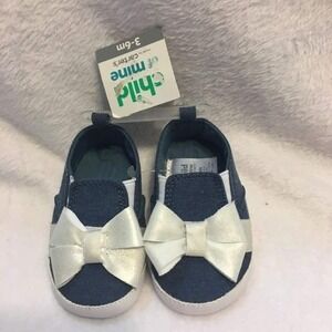 Child of Mine Carter's Crib Shoes Baby Girl 3-6M Blue White NWT Bow Slip On